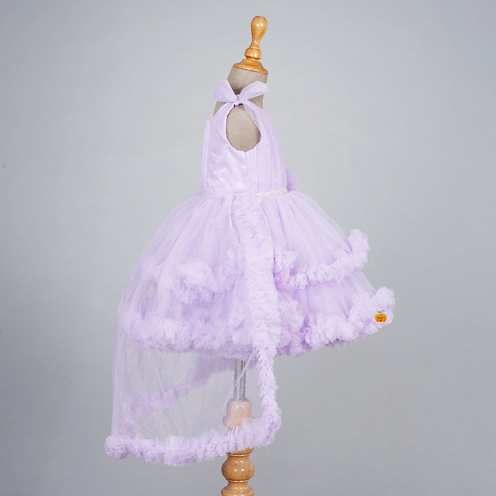 Purple High Low Pattern Frock for Girls Side 
