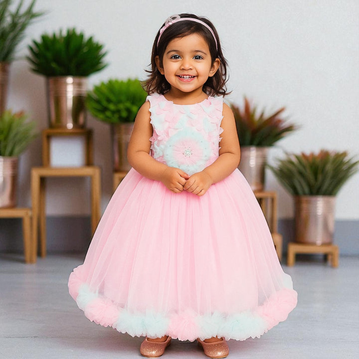 Pink Long Girlish Gown
