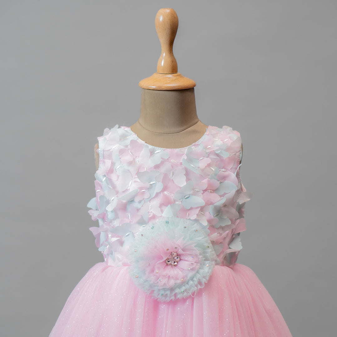 Pink Long Girlish Gown