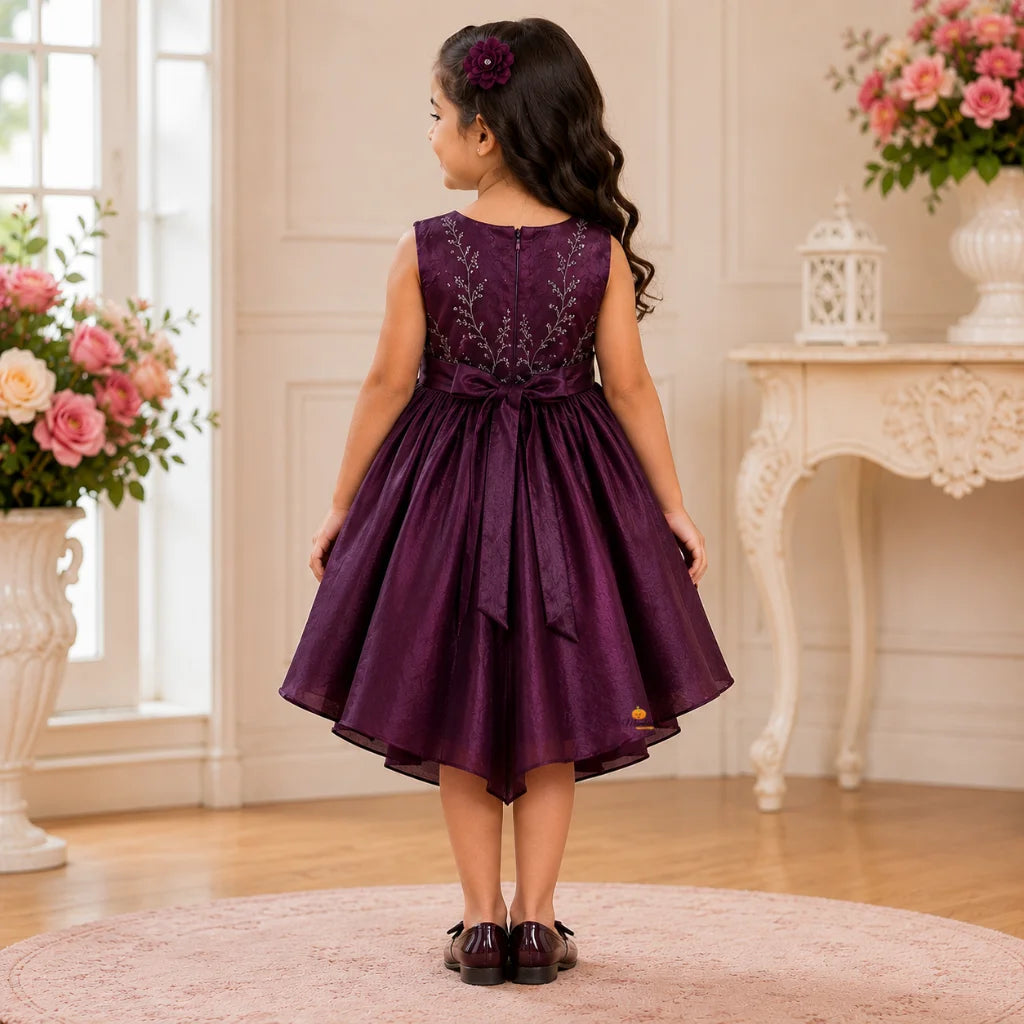 Girls Luxury Party Wear Frock with Bow Detail