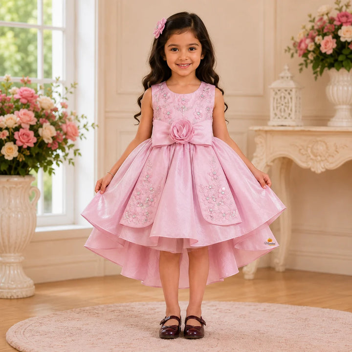 Girls Luxury Party Wear Frock with Bow Detail