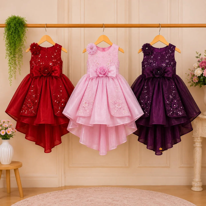 Girls Luxury Party Wear Frock with Bow Detail