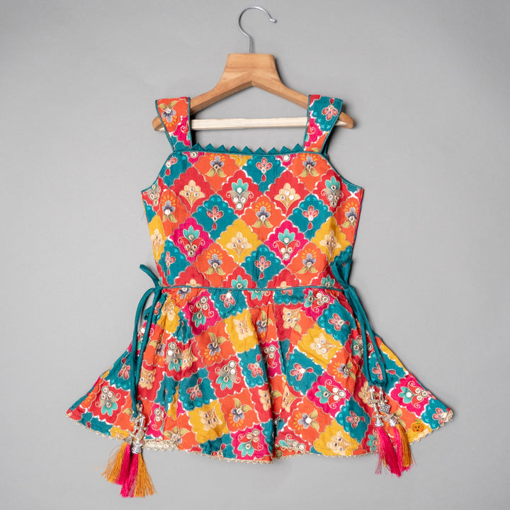 Rama Printed Kurti with Dhoti Set