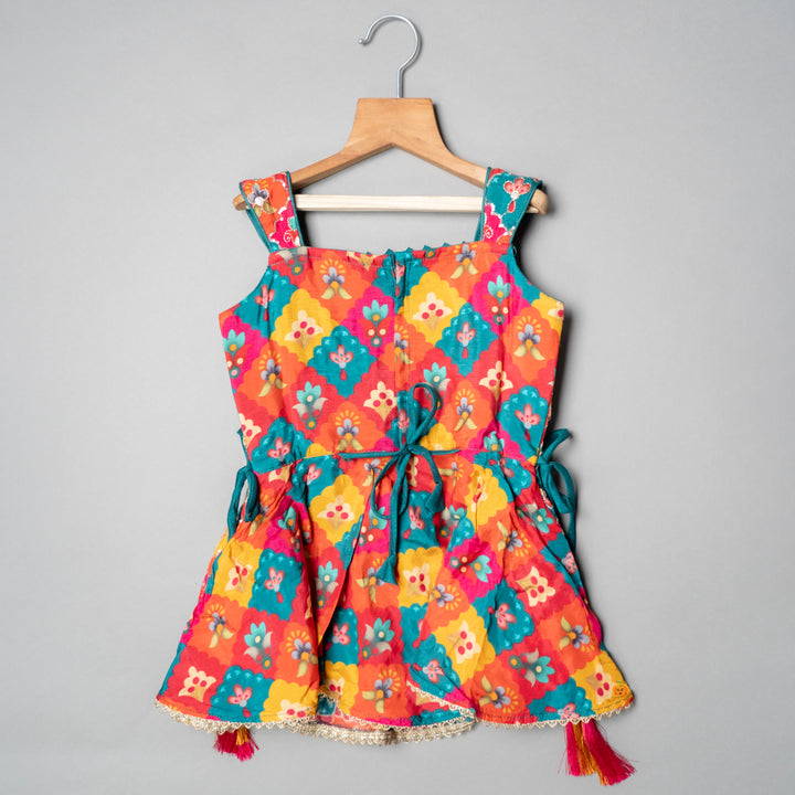 Rama Printed Kurti with Dhoti Set