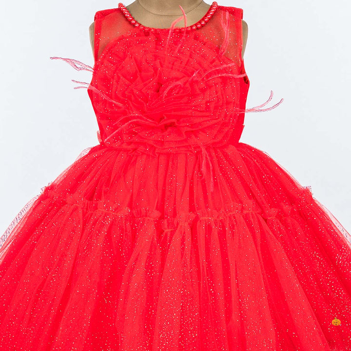 Glittery Net Frock for Girls Close Up 