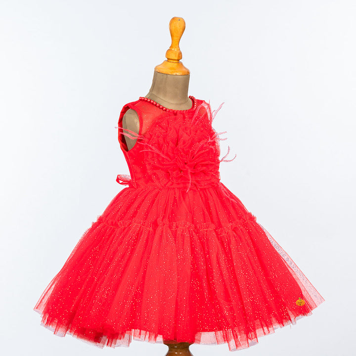Glittery Net Frock for Girls Side 