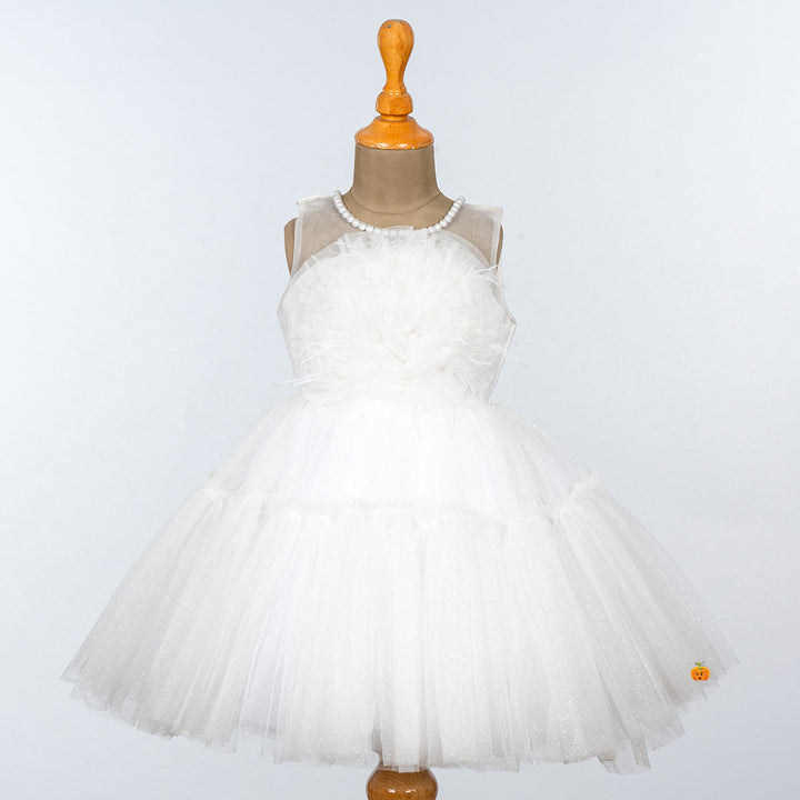 Glittery Net Frock for Girls Front 