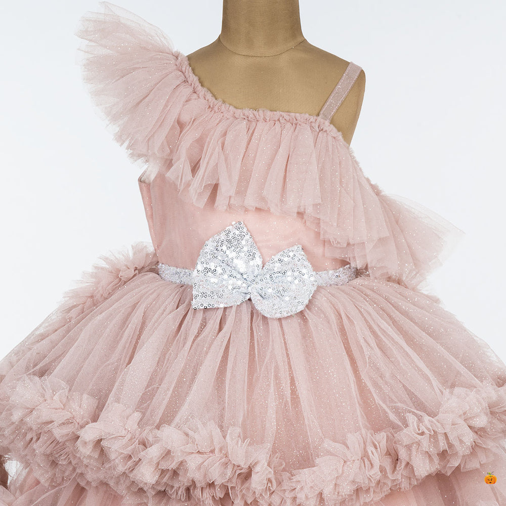 High Low Frill Frock for Girls Close Up 