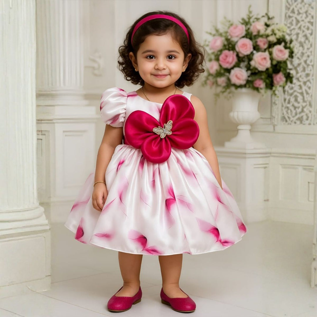 Puffy Sleeve Floral Girls Frock