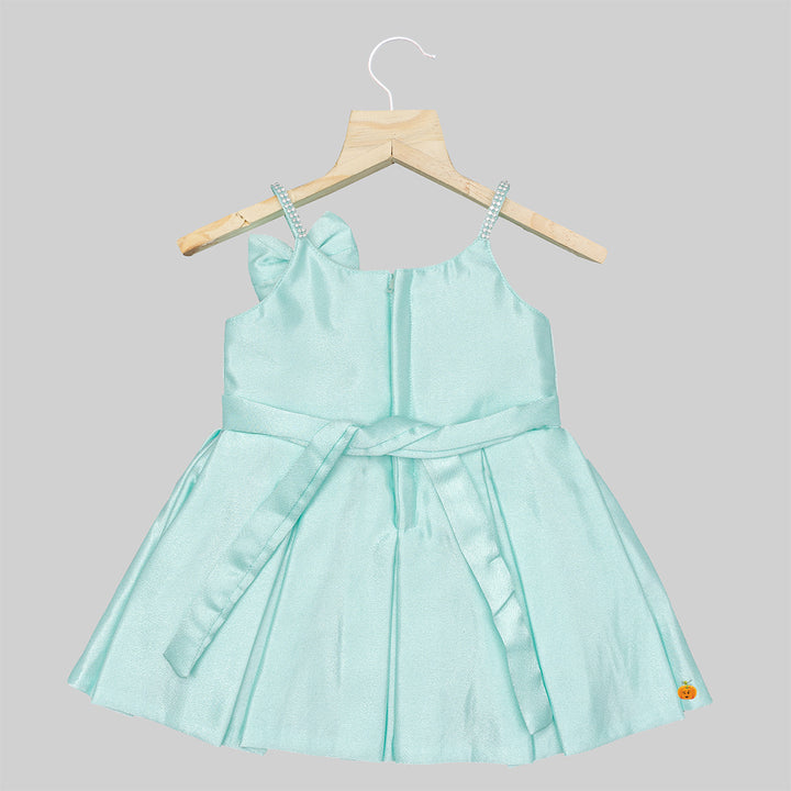 Sequin Bow Baby Frock with Shoes & Hairband Back