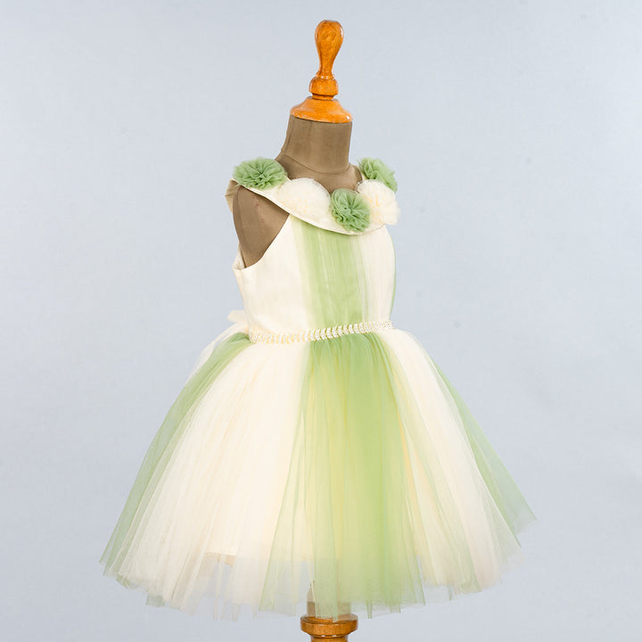 Green Floral Frock for Girls Side 