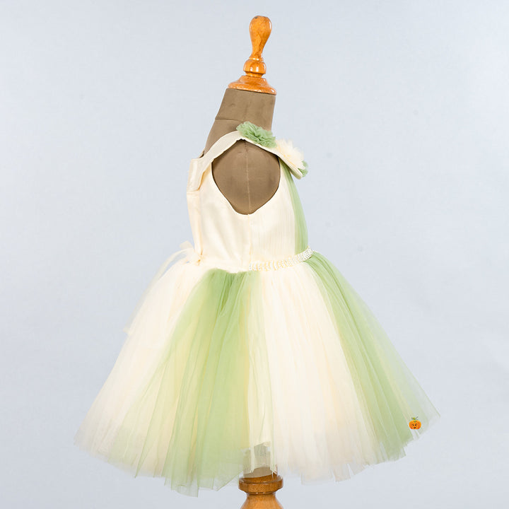 Green Floral Frock for Girls Side 