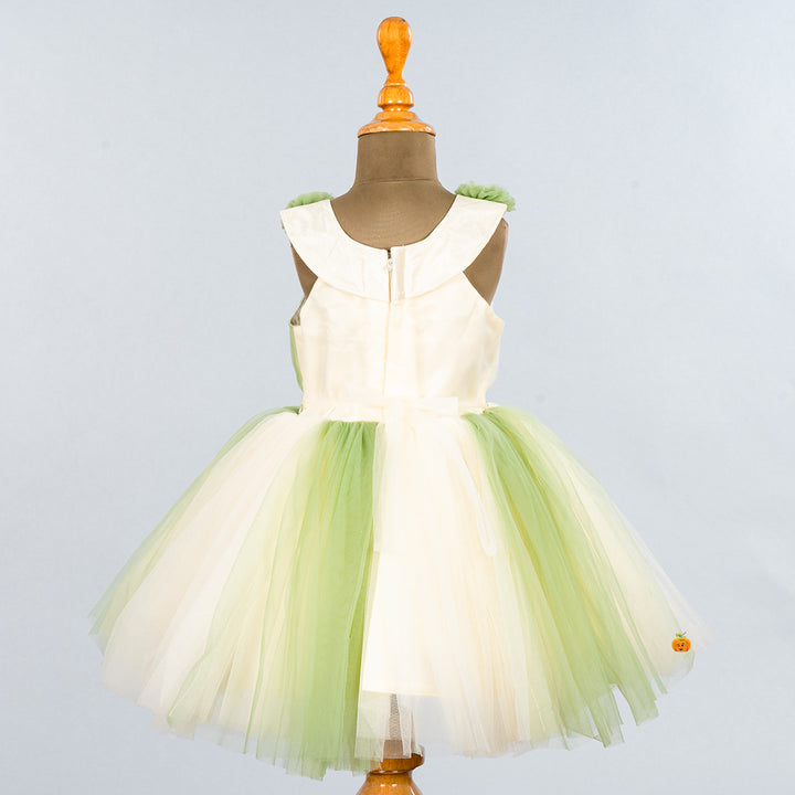 Green Floral Frock for Girls Back 
