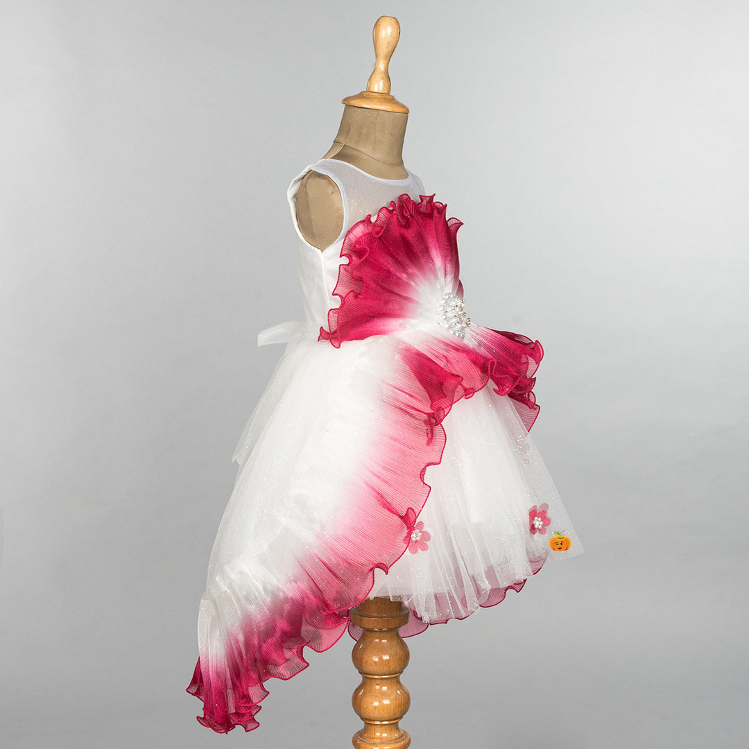 Pink & White Blooming Flower Girls Frock