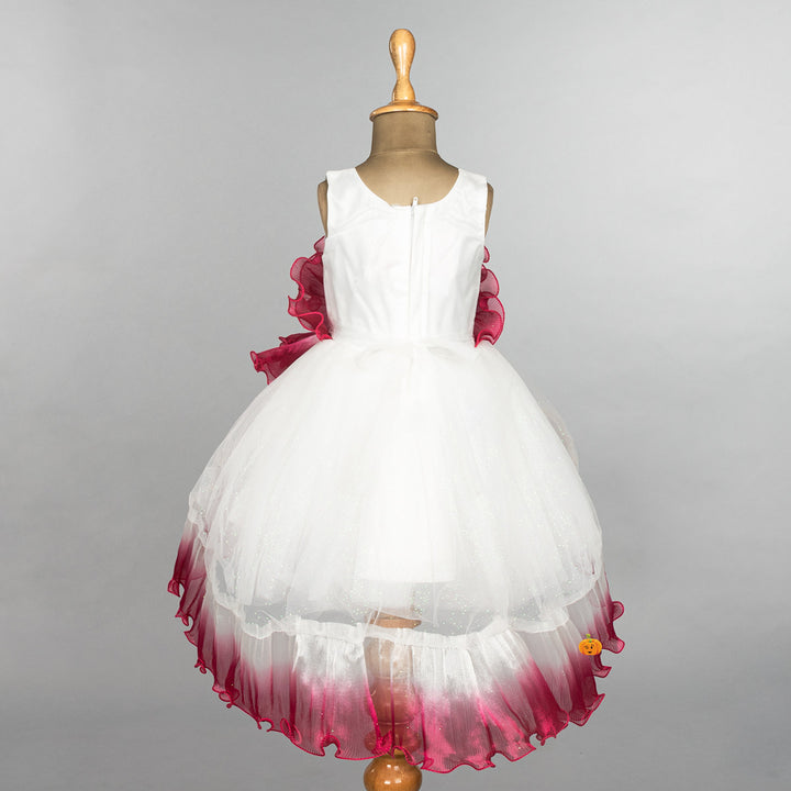 Pink & White Blooming Flower Girls Frock