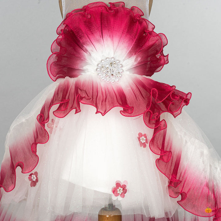 Pink & White Blooming Flower Girls Frock