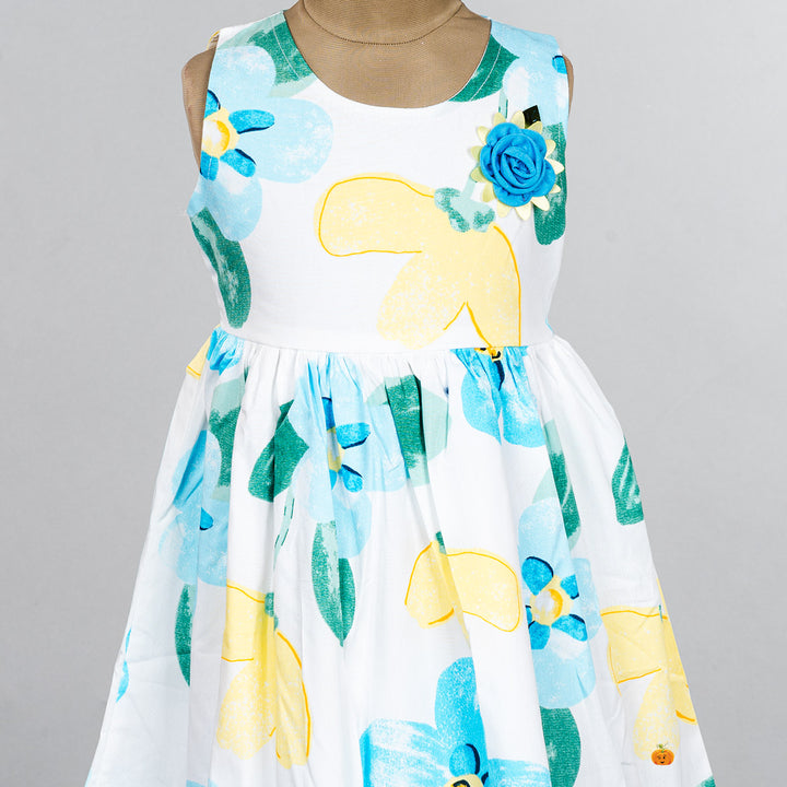 Flower Printed Cotton Frock for Girls