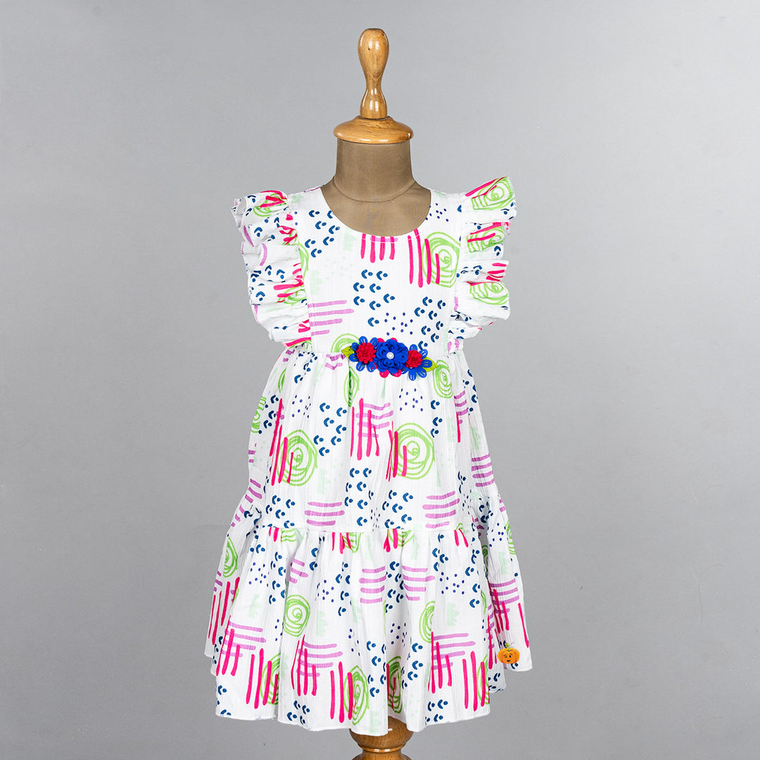 Frill Sleeves Cotton Girls Frock 