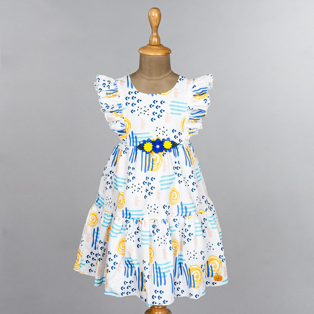 Frill Sleeves Cotton Girls Frock