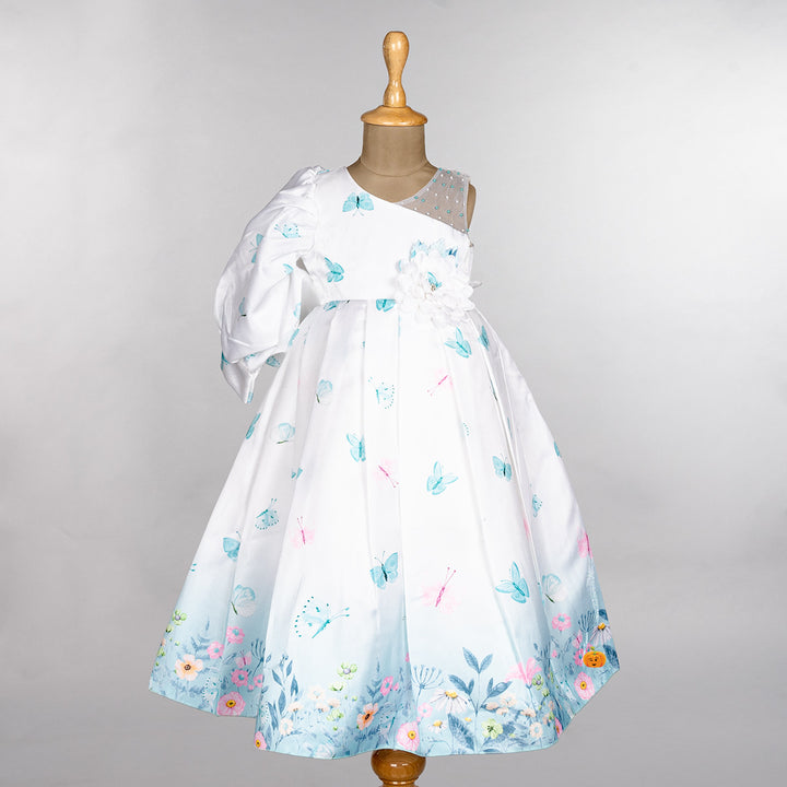 Butterflies Printed Girlish Gown