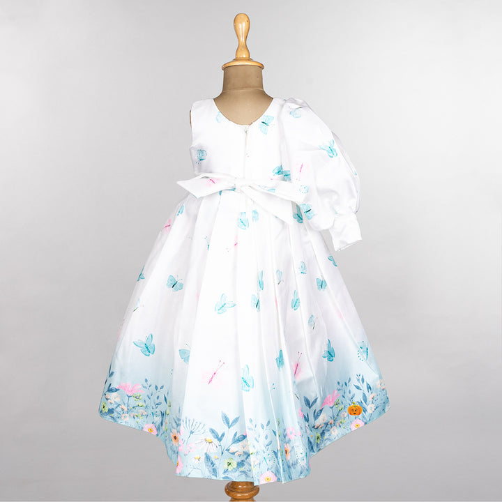 Butterflies Printed Girlish Gown
