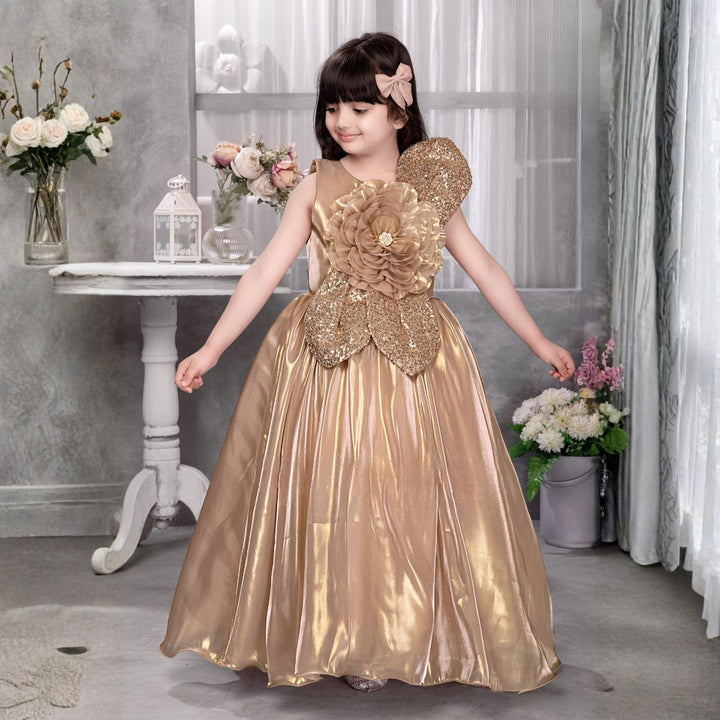 Brown & Purple Party Gown for Girls