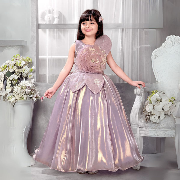Brown & Purple Party Gown for Girls
