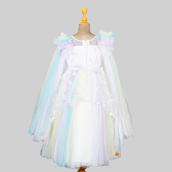 Multi Sequin Butterfly Scattered Girls Gown Back 