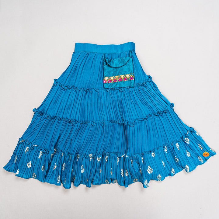 Turquoise Embroidered Girls Lehenga Choli