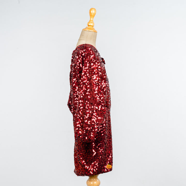 Maroon Sequin Girls Midi Side 