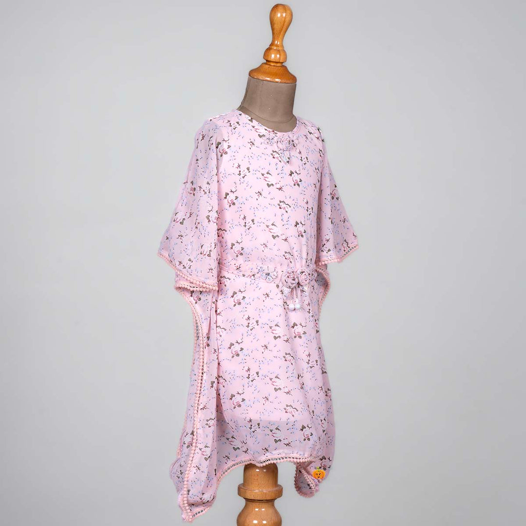 Pink Floral Kaftan Midi for Girls Side View