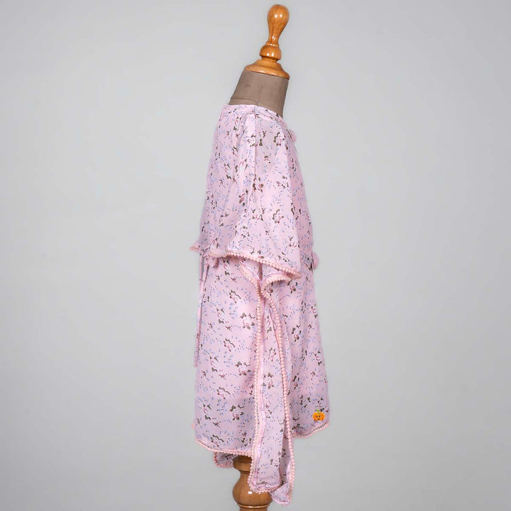 Pink Floral Kaftan Midi for Girls Side View