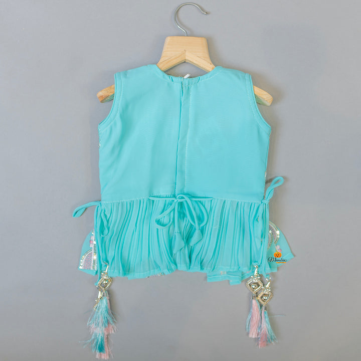 Sea Green Girls Palazzo Suit