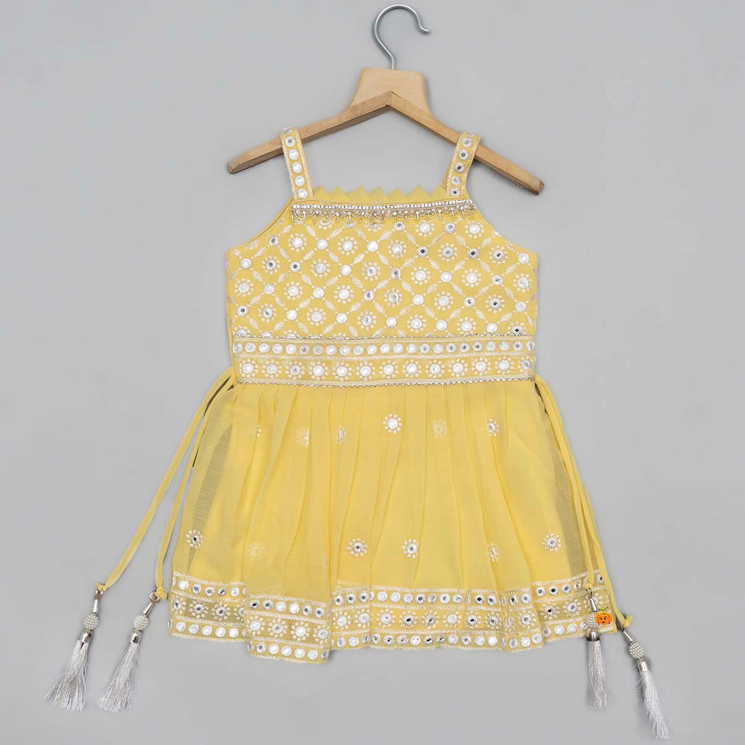 Lemon Embroidered Girls Palazzo Suit Top View