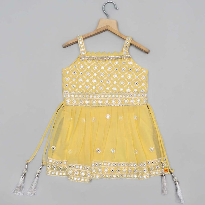 Lemon Embroidered Girls Palazzo Suit Top View