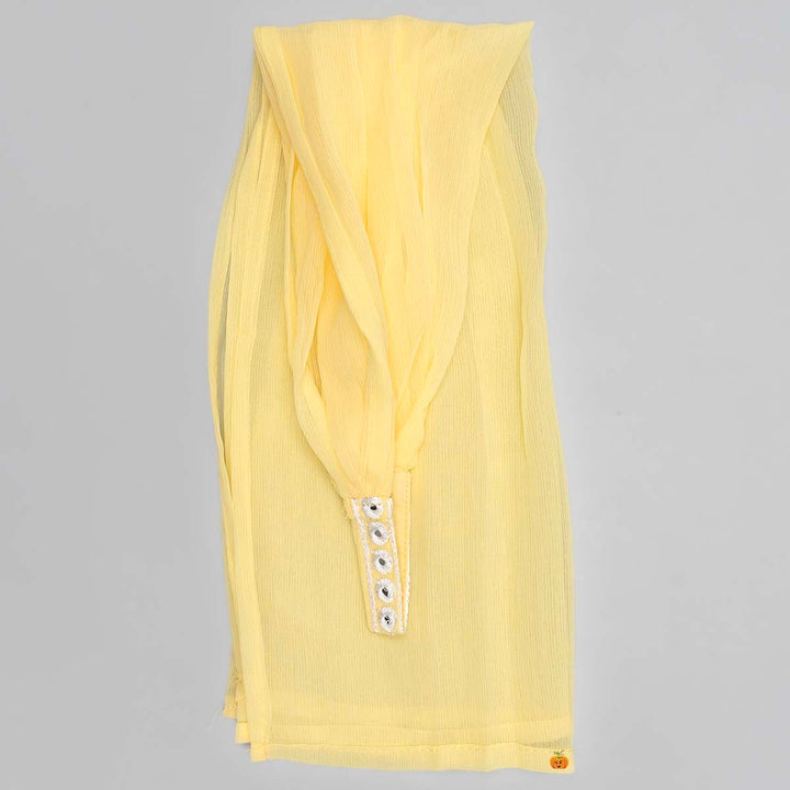 Lemon Embroidered Girls Palazzo Suit Dupatta View