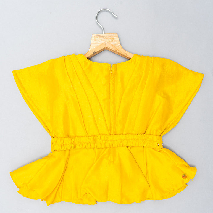 Yellow Peplum Style Girls Palazzo Suit Back 