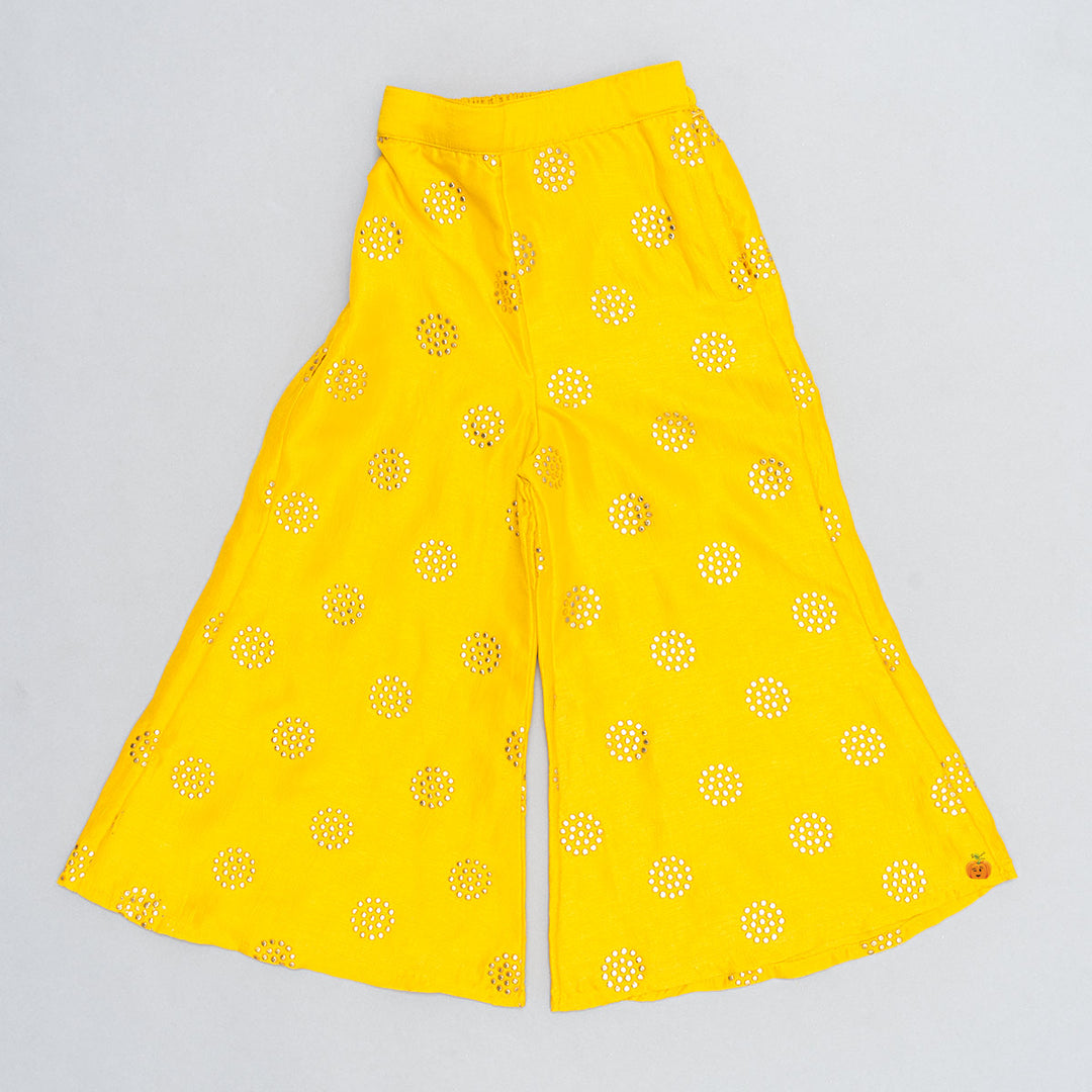 Yellow Peplum Style Girls Palazzo Suit Bottom 