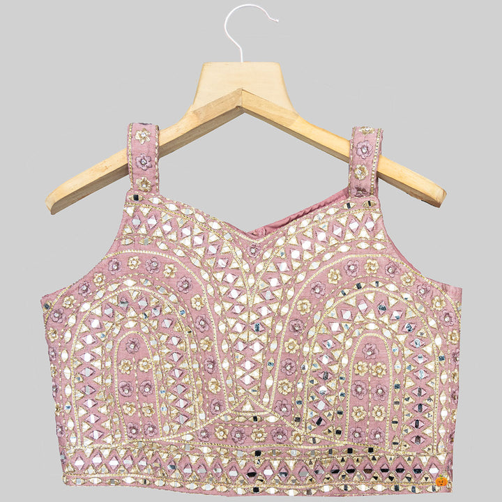 Onion Mirror Work Girls Palazzo Suit with Shrug Top View