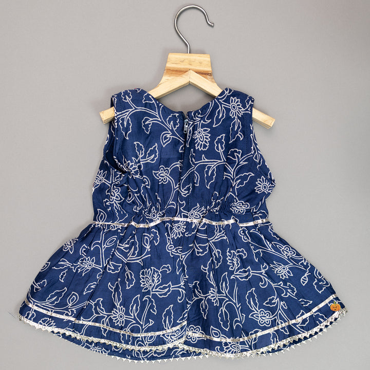 Blue Embroidered Girls Palazzo Suit