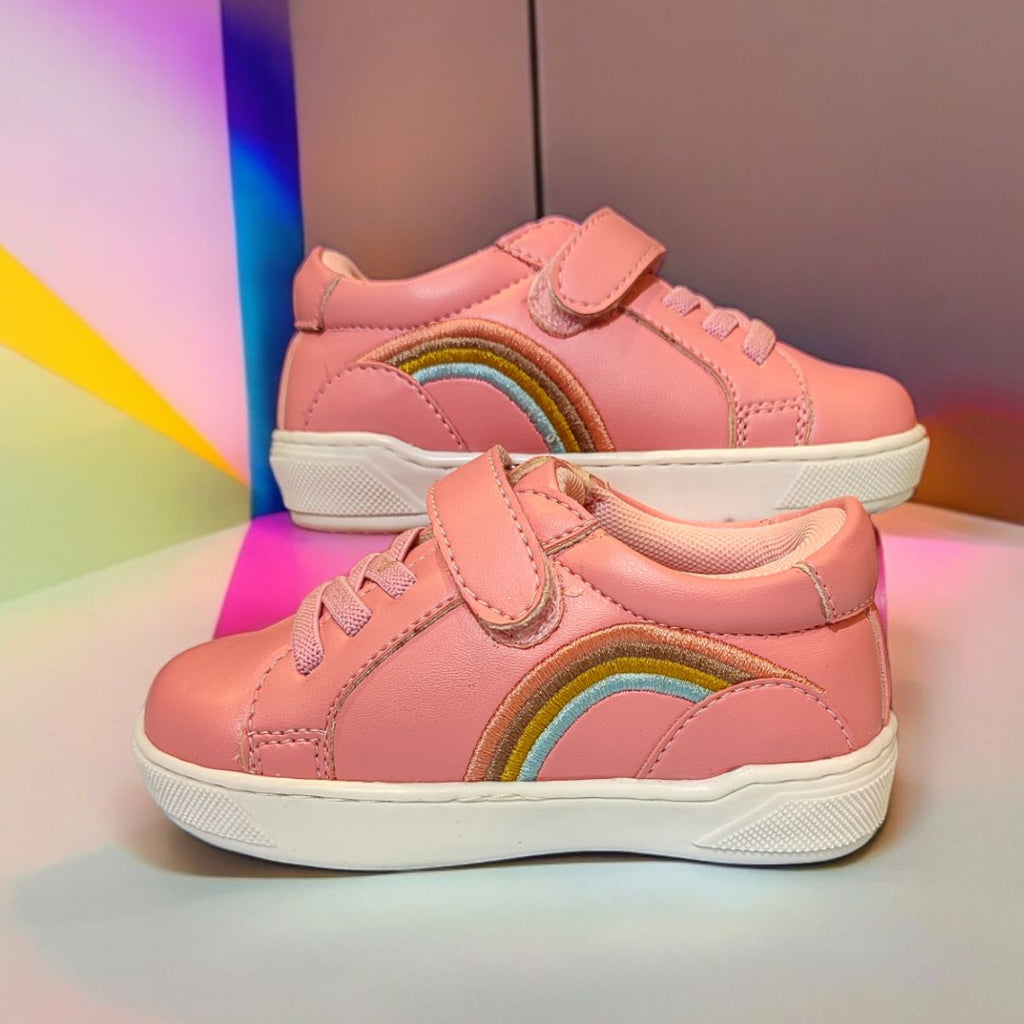 Pink Velcro Closure Girls Shoes - Main Image