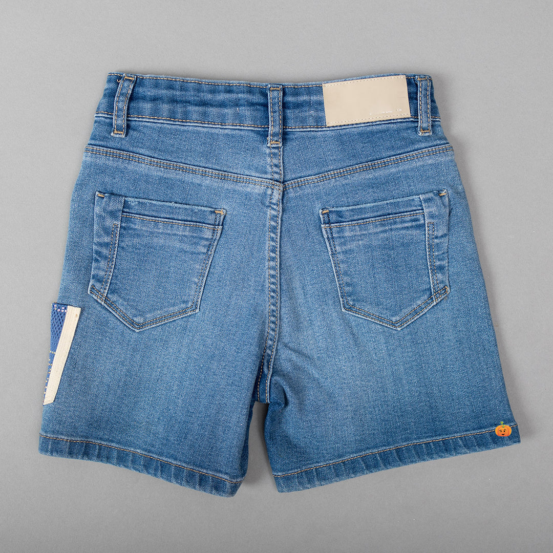 Light Blue Denim Girls Shorts