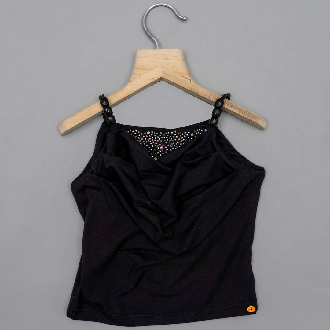 Black Sleeveless Girls Top Front View