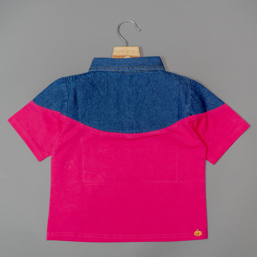 Collar Flap Pockets Girls Top
