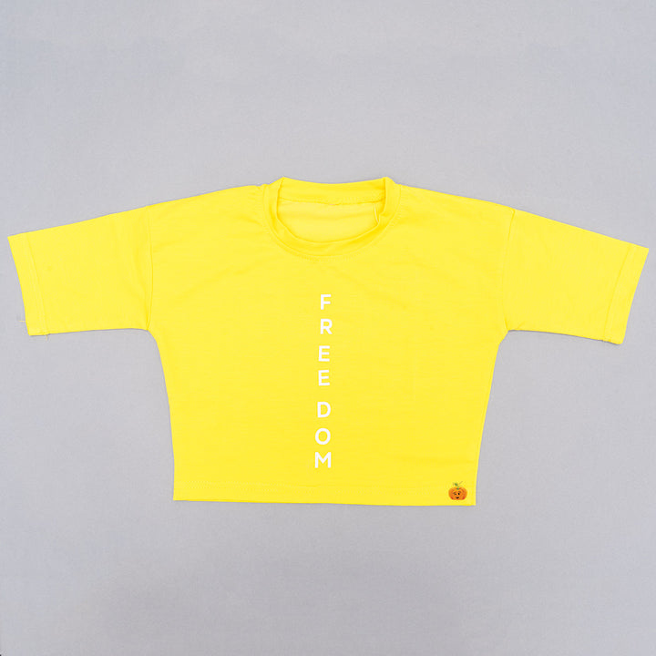 Yellow Half Sleeves Girls Top Front 