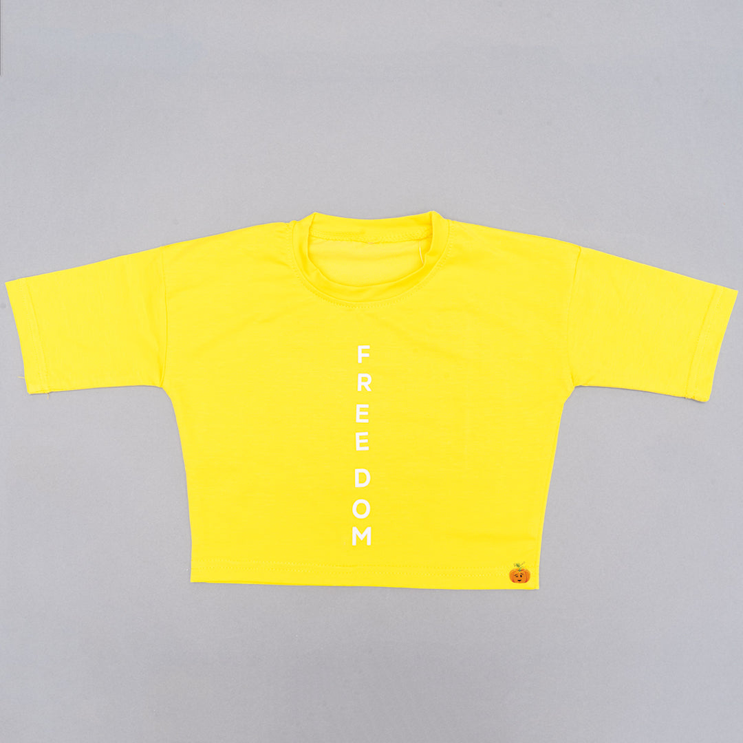 Yellow Half Sleeves Girls Top Close Up 