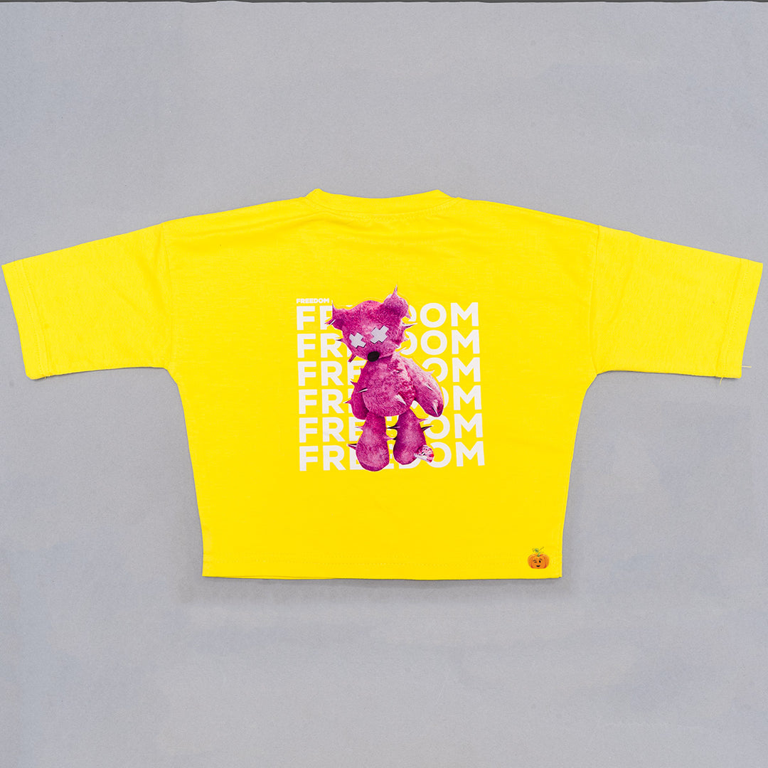 Yellow Half Sleeves Girls Top Back 