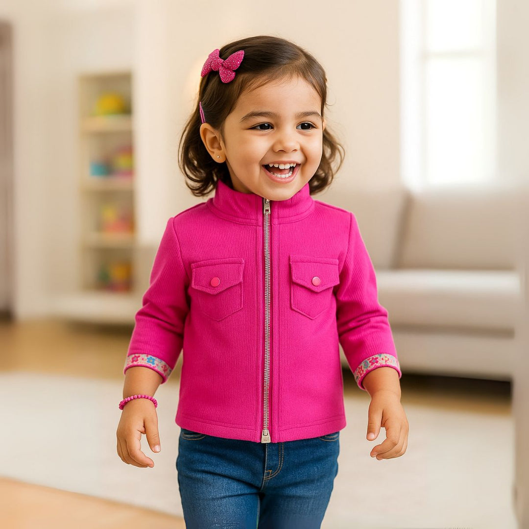 Rani Pink Zipper Top for Girls