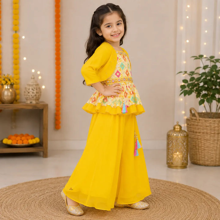 Golden Designer Girls Palazzo Suit
