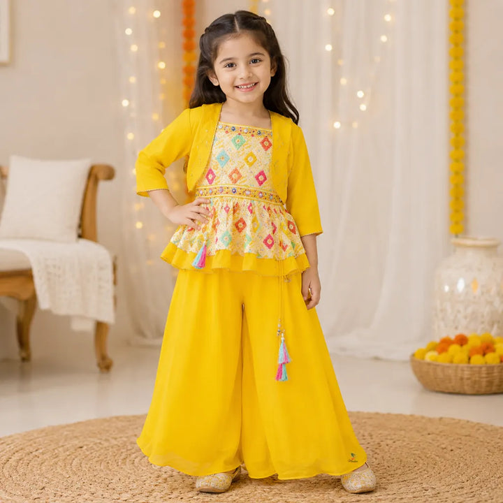 Golden Designer Girls Palazzo Suit